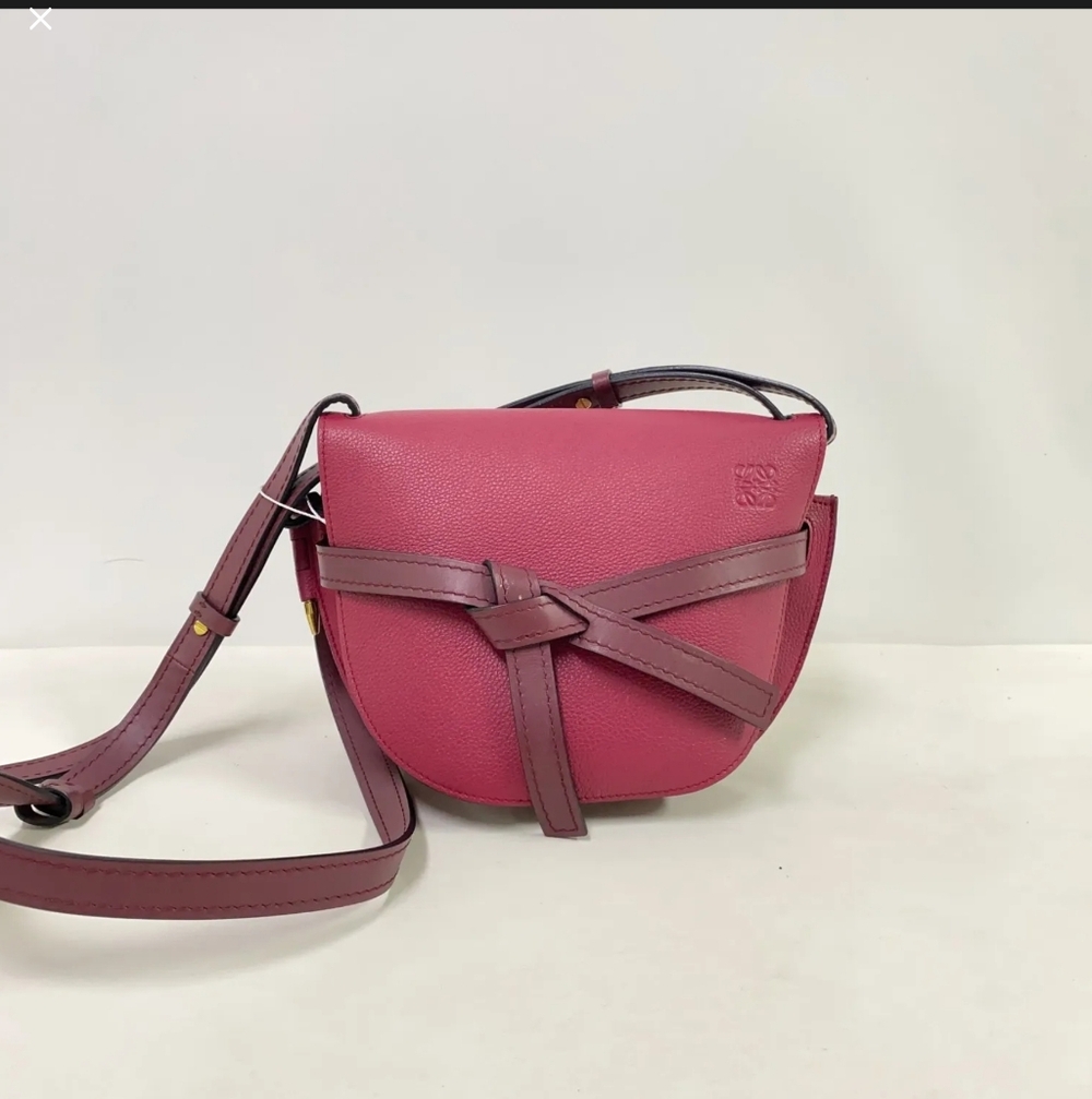 Loewe Raspberry And Wine Leather Gate Crossbody Bag